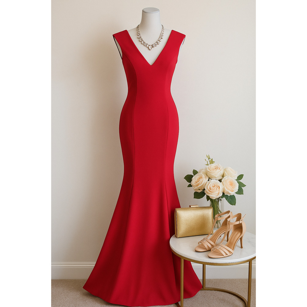 Jay Godfrey Red Cutout Back Sleeveless Mermaid Gown Women’s Size 2 Formal Dress